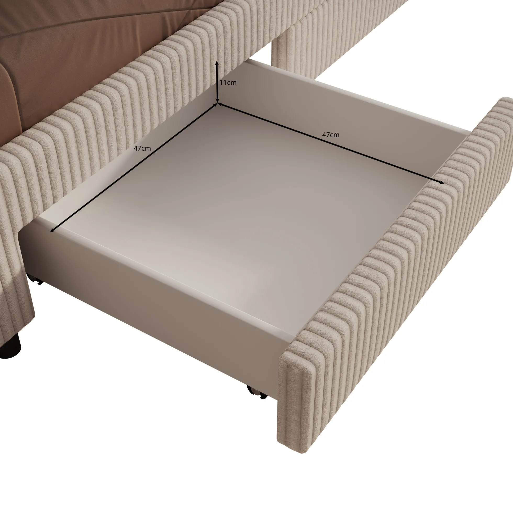 Suente - Tweepersoonsbed met 4 lades - Teddystof Wit - 180x200 cm