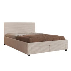 Suente - Tweepersoonsbed met 4 lades - Ribstof beige - 140x200 cm
