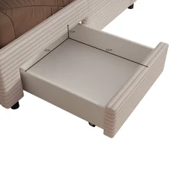 Suente - Tweepersoonsbed met 4 lades - Ribstof beige - 140x200 cm
