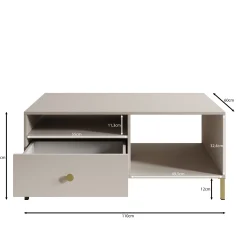 Syran - Salontafel - Beige - 110x60x48 cm