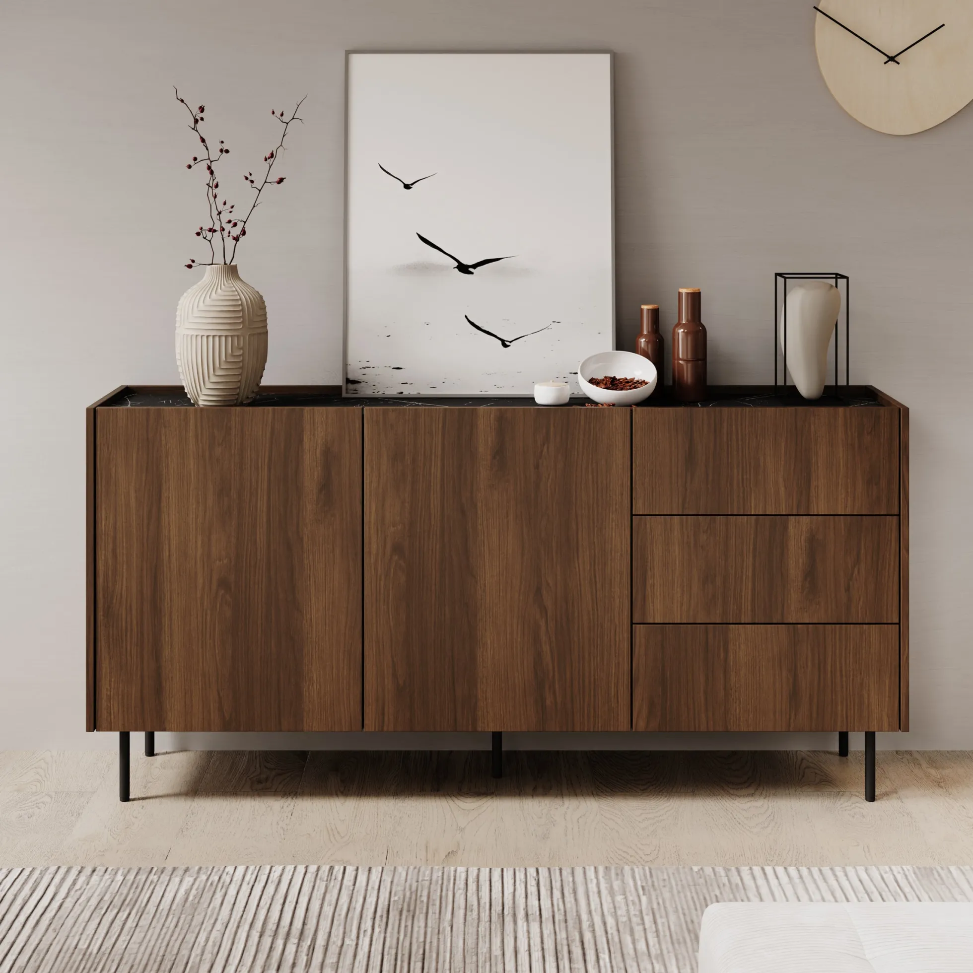 Tahiti - Dressoir - Donker eiken - 160x37x78 cm