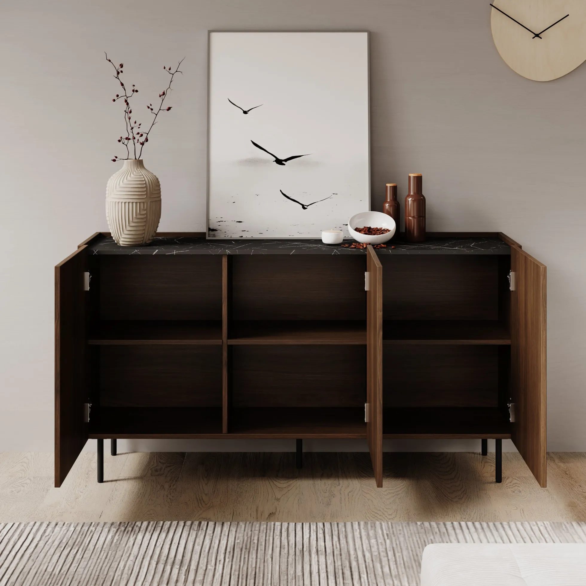 Tahiti - Dressoir - Donker eiken - 144x37x78 cm