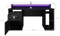 Tamara 3 - Bureau - Zwart - 160x72 cm