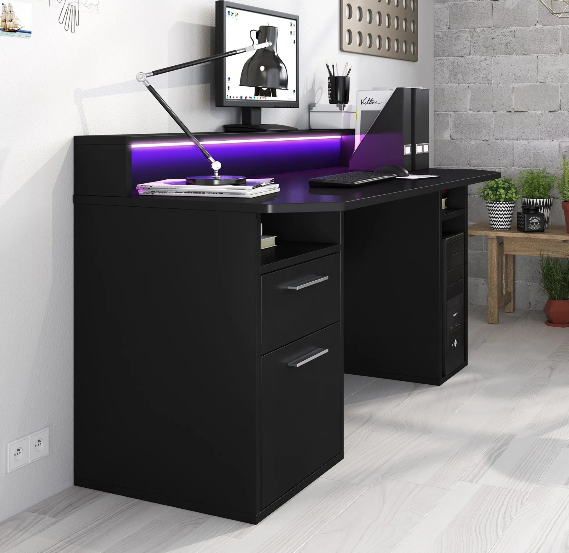 Tamara 3 - Bureau - Zwart - 160x72 cm