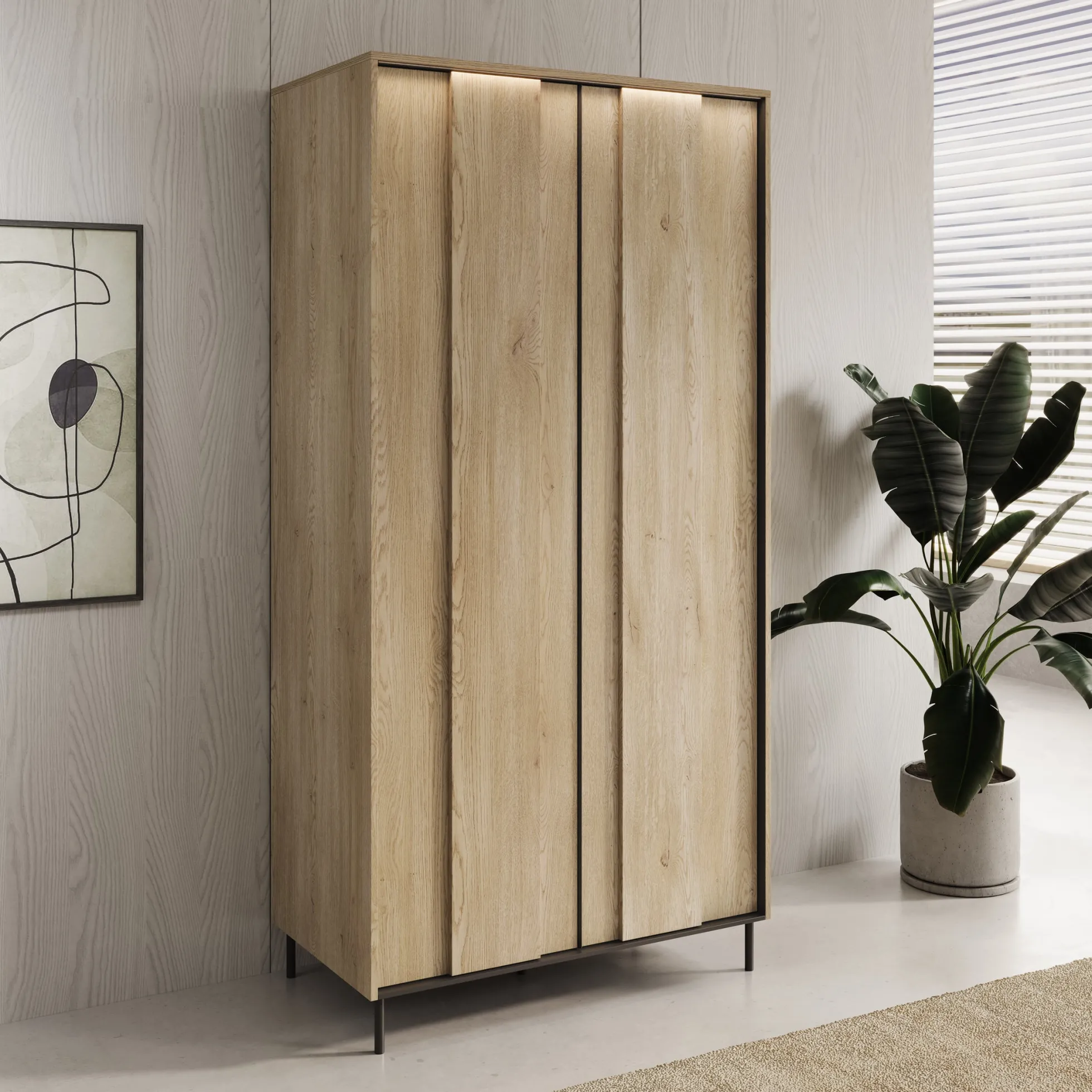 Tarello - Kledingkast 2 deurs - Eikenpatroon - 99x55x200 cm