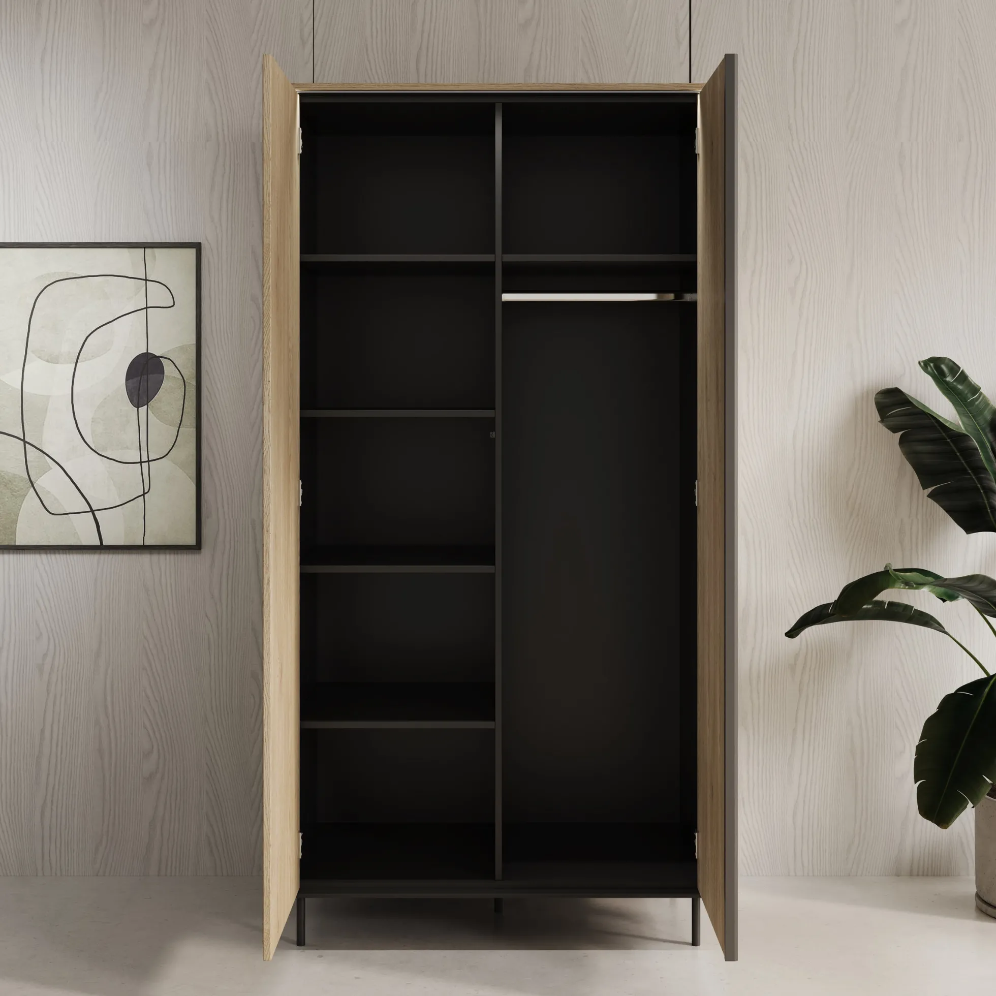 Tarello - Kledingkast 2 deurs - Eikenpatroon - 99x55x200 cm