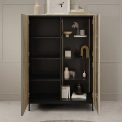 Tarello - Vitrinekast - Eikenpatroon - 99x41x140 cm