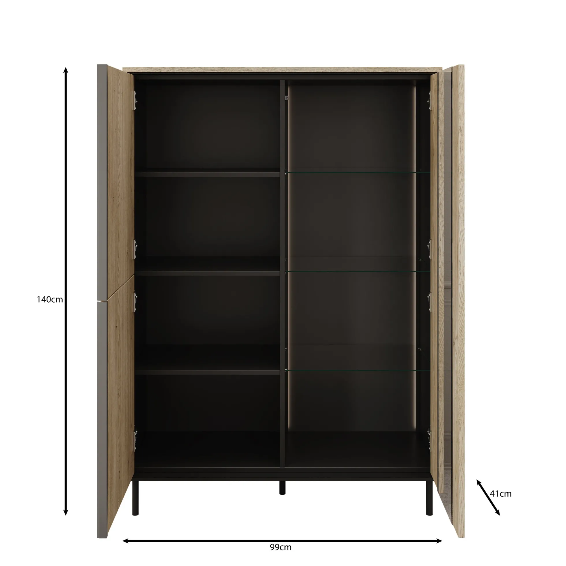 Tarello - Vitrinekast - Eikenpatroon - 99x41x140 cm