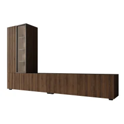 Taro - Wandmeubel - Donker eikenpatroon - 260x41x158 cm