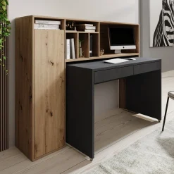 Taroa - Bureau - Eikenpatroon/Grijs - 154x55x119 cm