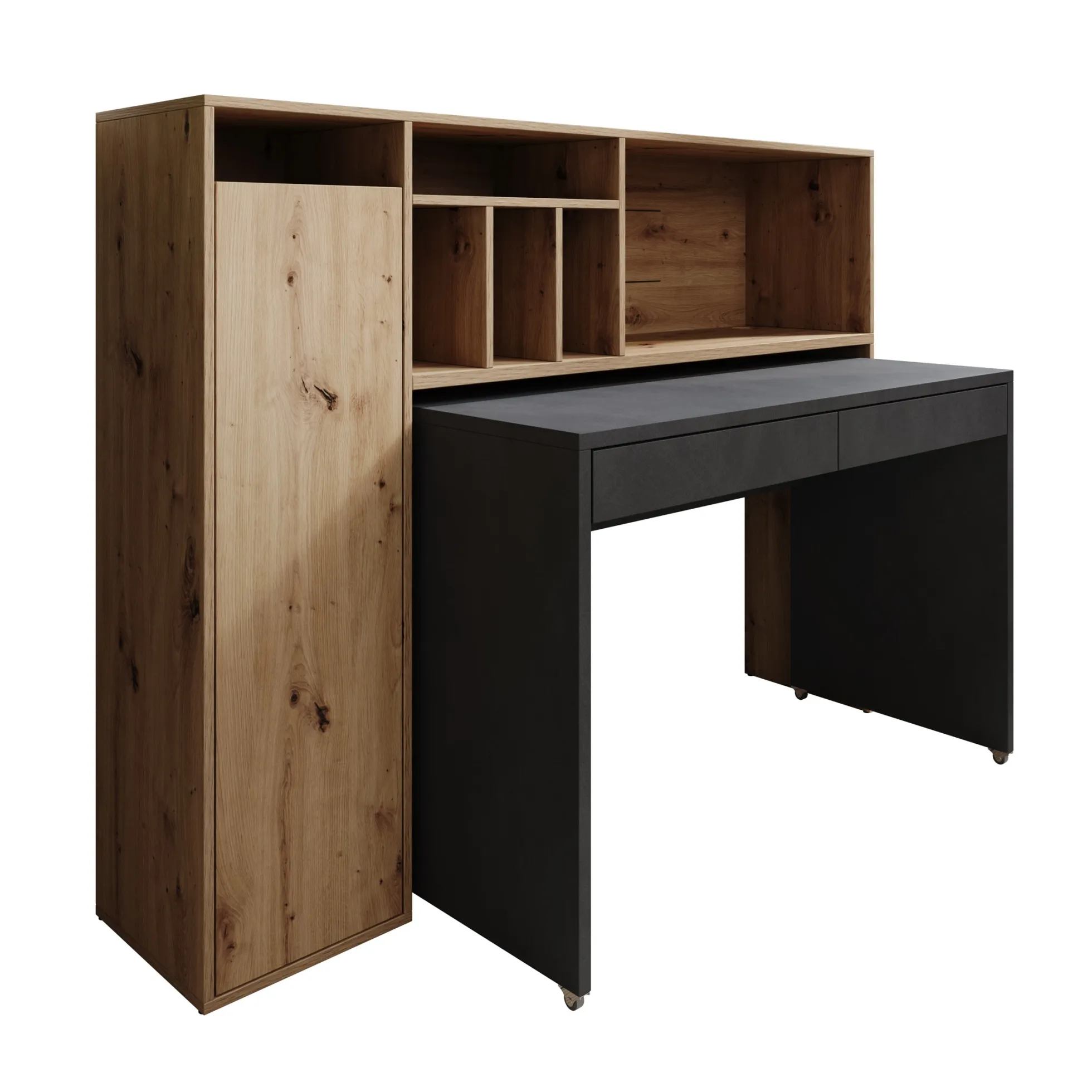 Taroa - Bureau - Eikenpatroon/Grijs - 154x55x119 cm