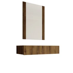 Tartagal - Kaptafel met spiegel - Donkerbruin eiken - 80x42 cm