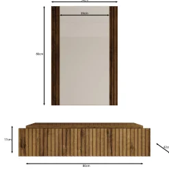 Tartagal - Kaptafel met spiegel - Donkerbruin eiken - 80x42 cm