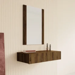 Tartagal - Kaptafel met spiegel - Donkerbruin eiken - 80x42 cm