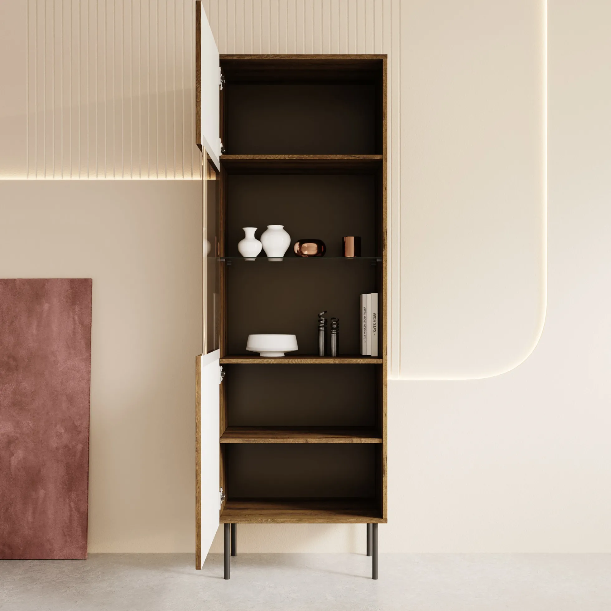 Tartagal - Vitrinekast - Donkerbruin - 60x40x183 cm