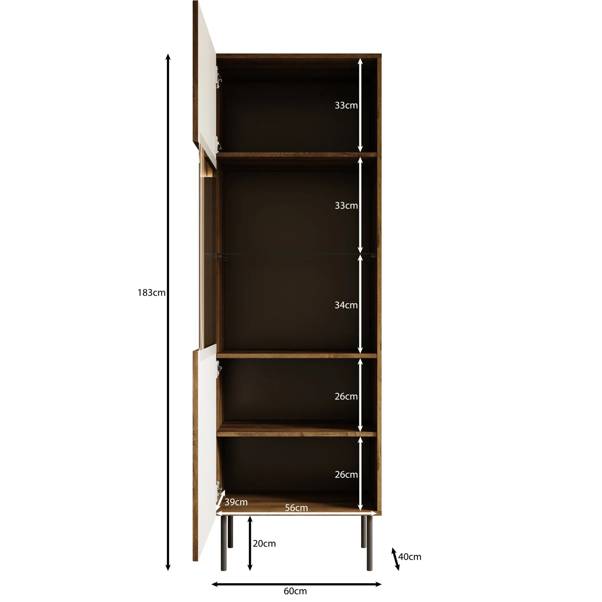 Tartagal - Vitrinekast - Donkerbruin - 60x40x183 cm