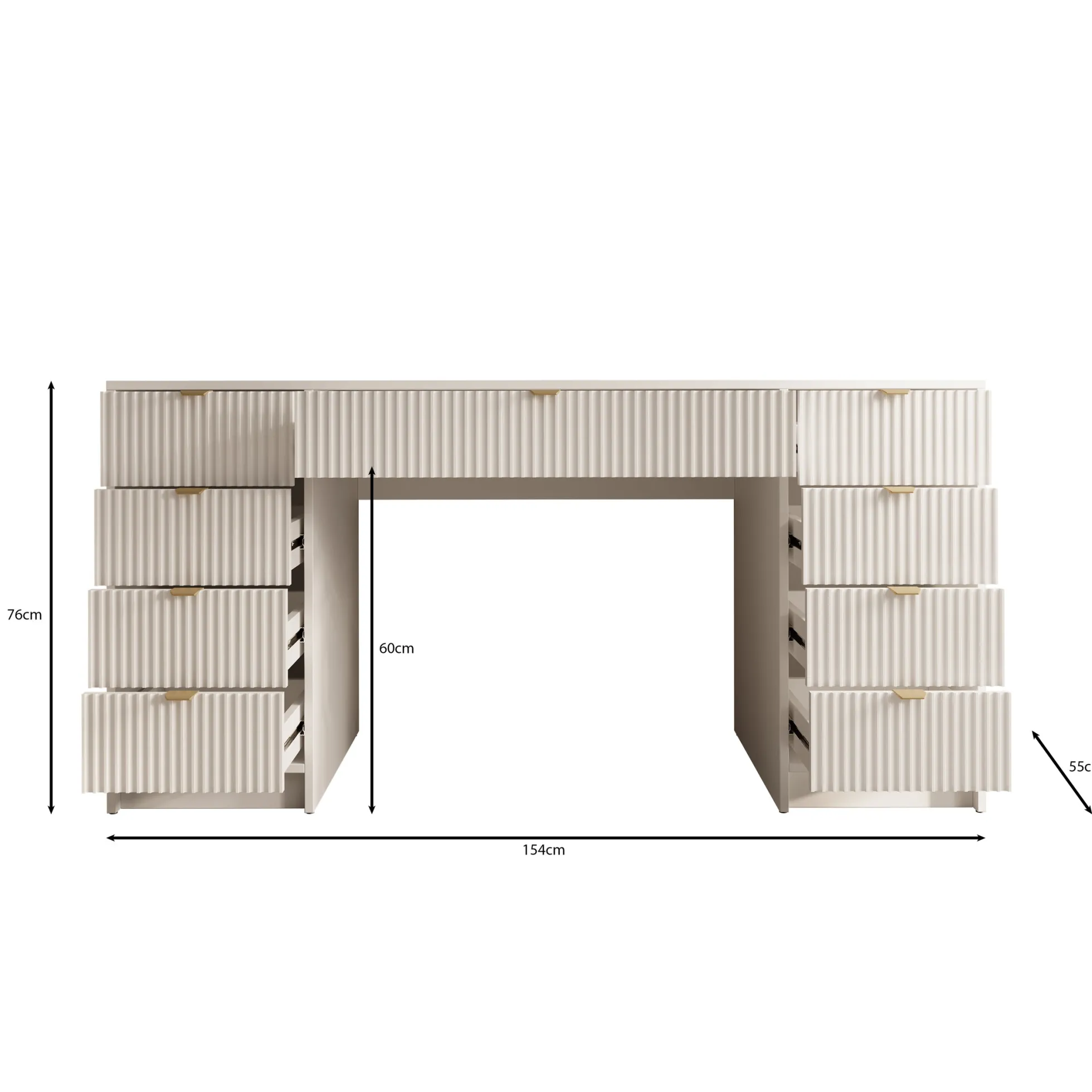Tavares 2 - Bureau - Zwart - 154x55 cm