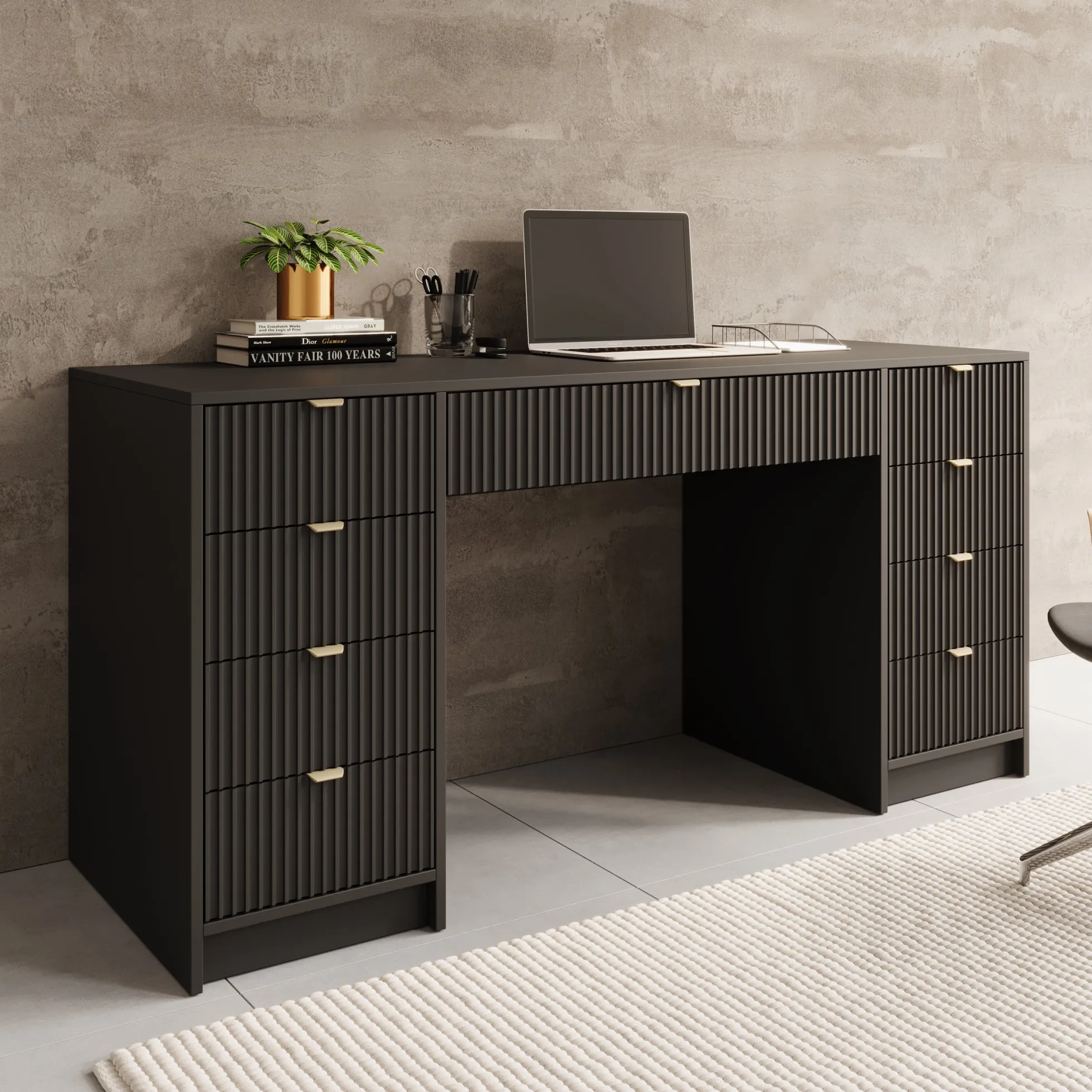 Tavares 2 - Bureau - Zwart - 154x55 cm