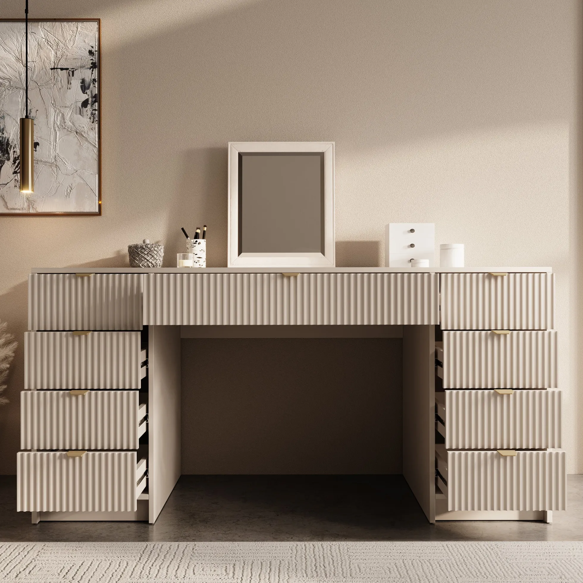 Tavares 2 - Kaptafel - Beige - 154x55 cm