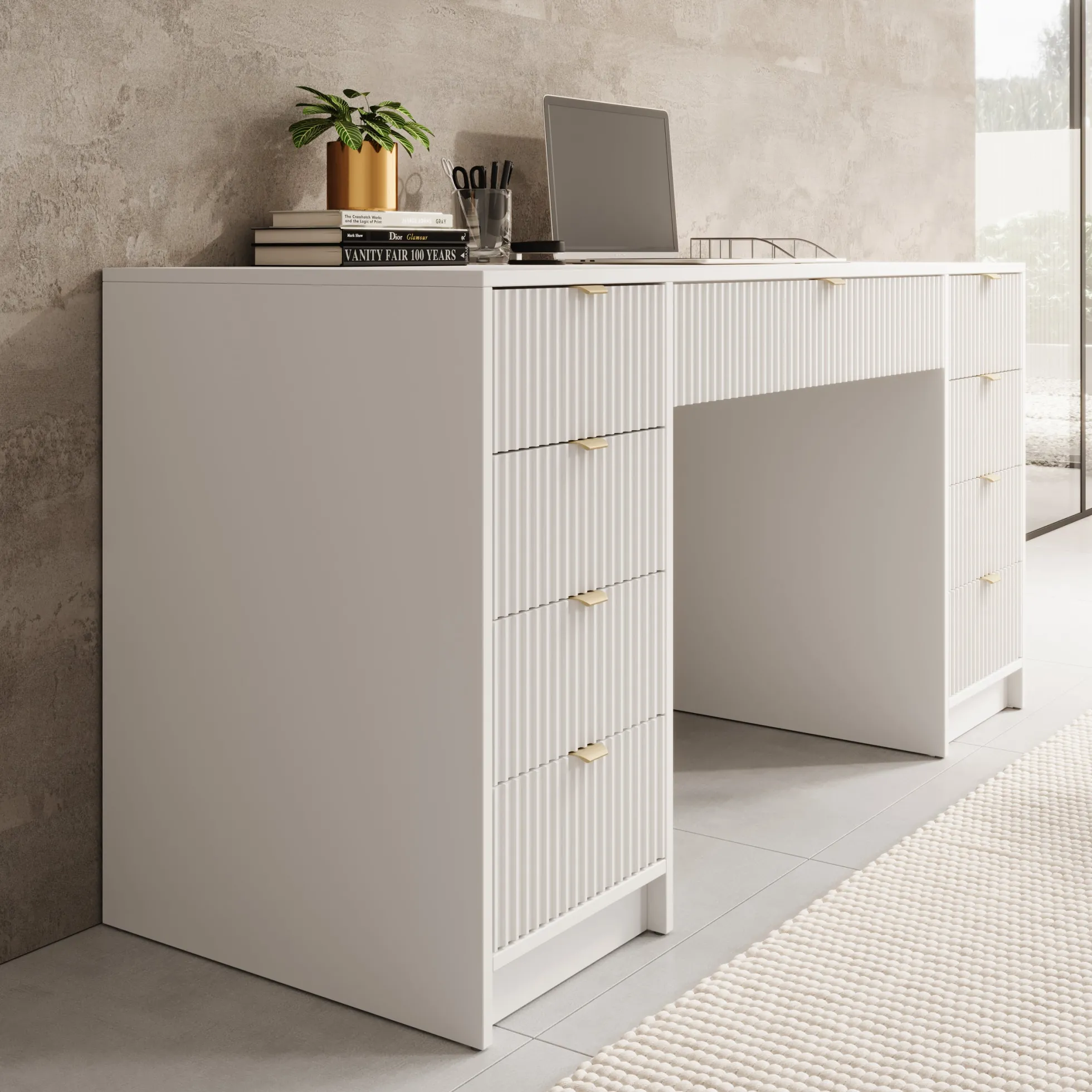 Tavares 2 - Kaptafel - Wit - 154x55x76 cm