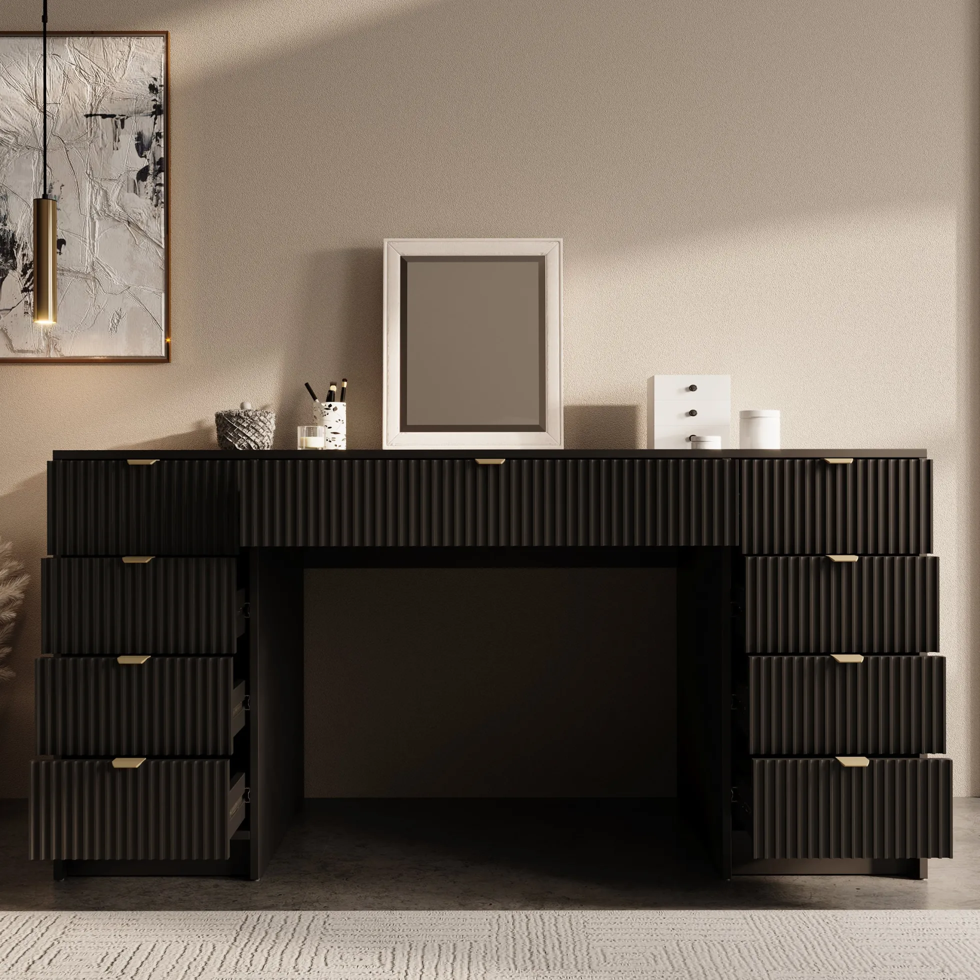 Tavares 2 - Kaptafel - Zwart - 154x55 cm
