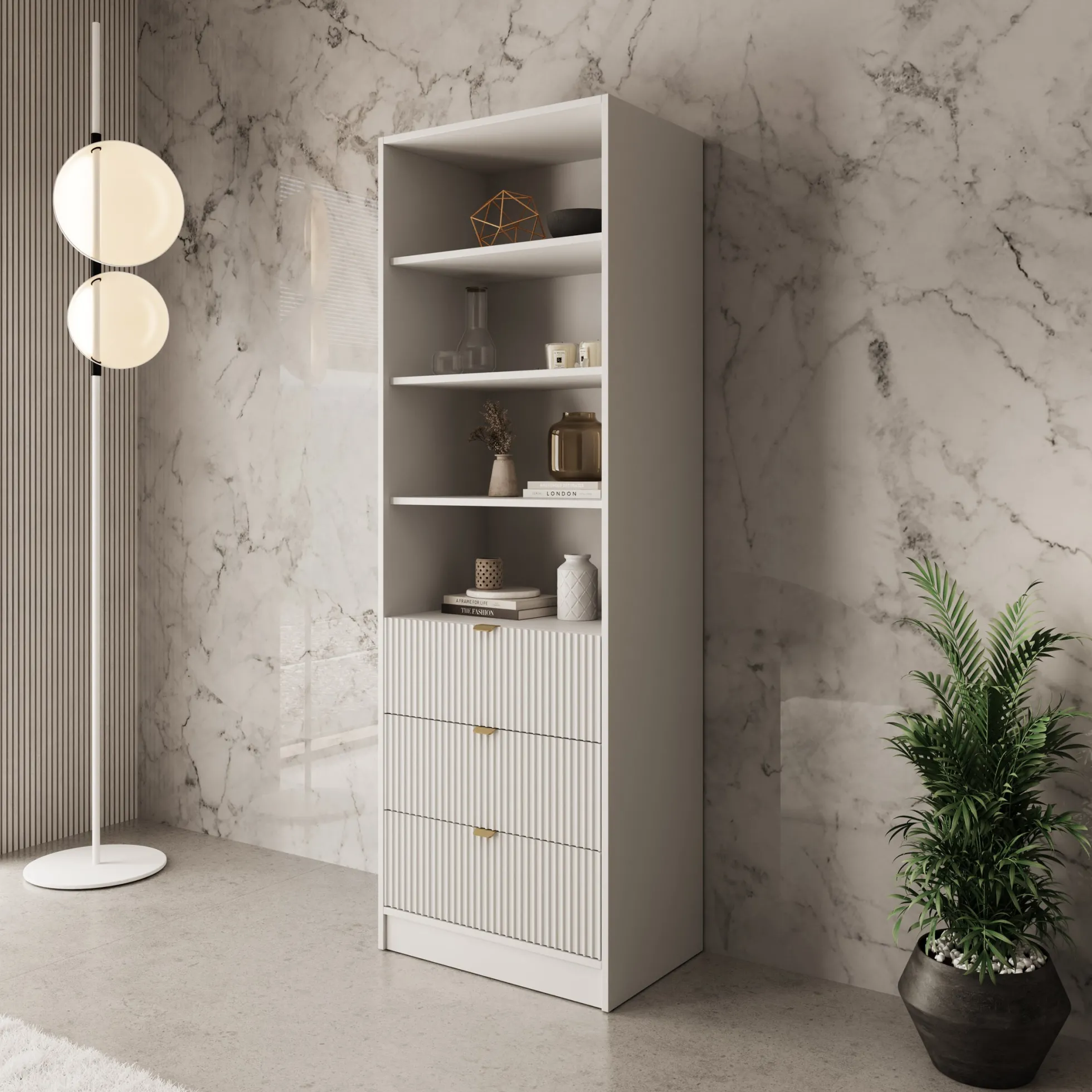 Tavares - Boekenkast - Wit - 60x40x180 cm