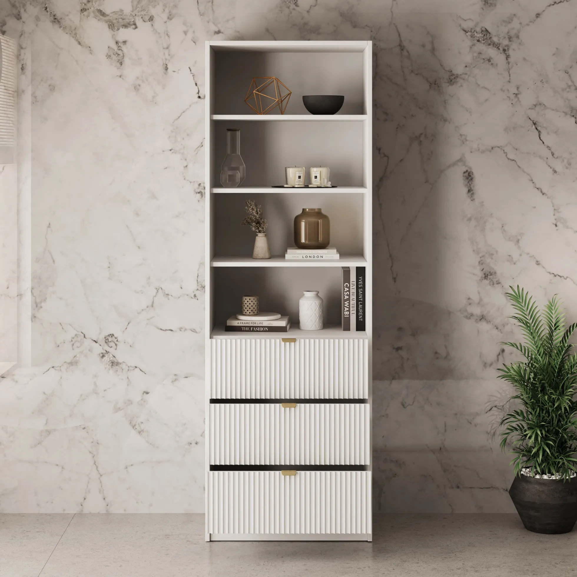 Tavares - Boekenkast - Wit - 60x40x180 cm