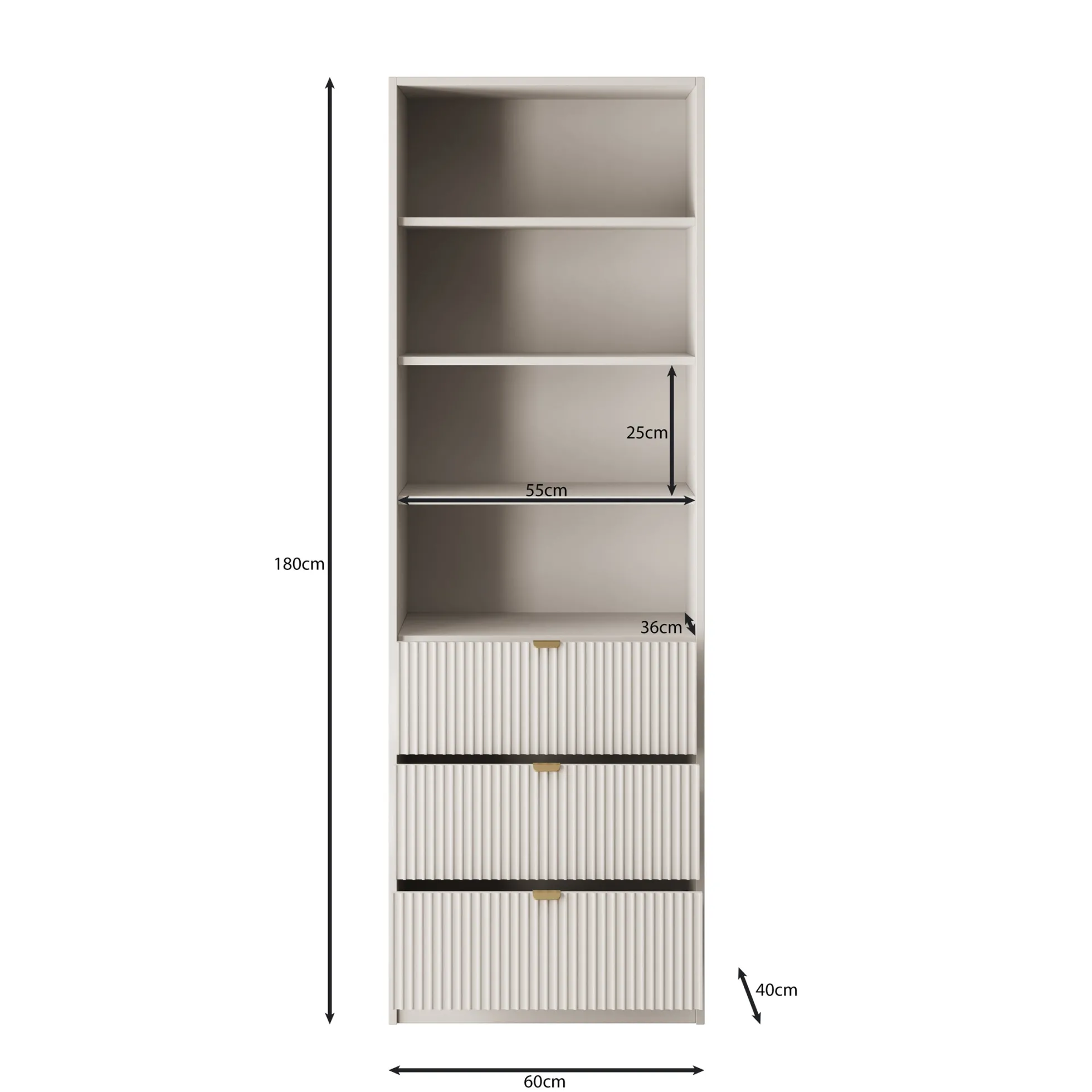 Tavares - Boekenkast - Wit - 60x40x180 cm