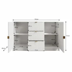 Tavares - Dressoir - Wit - 118x40x75 cm
