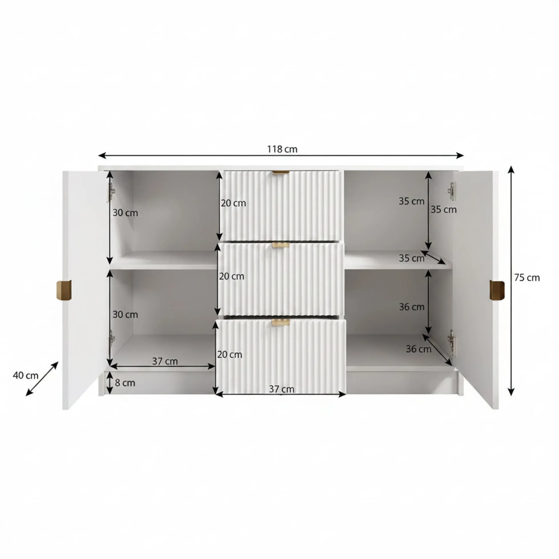 Tavares - Dressoir - Wit - 118x40x75 cm