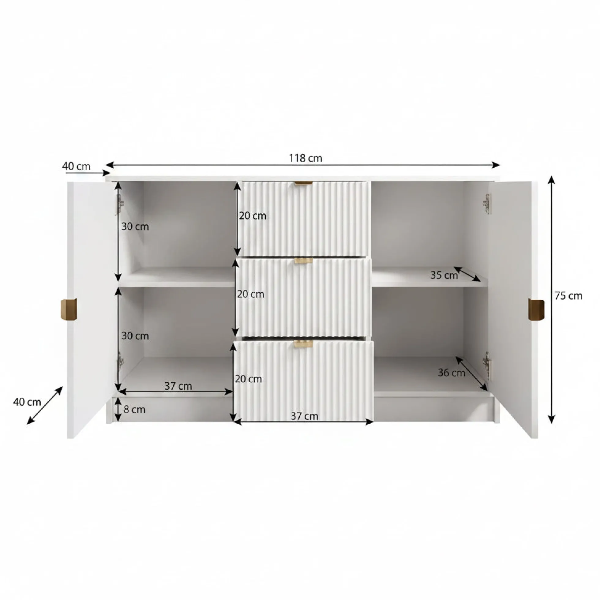 Tavares - Dressoir - Zwart - 118x40x75 cm