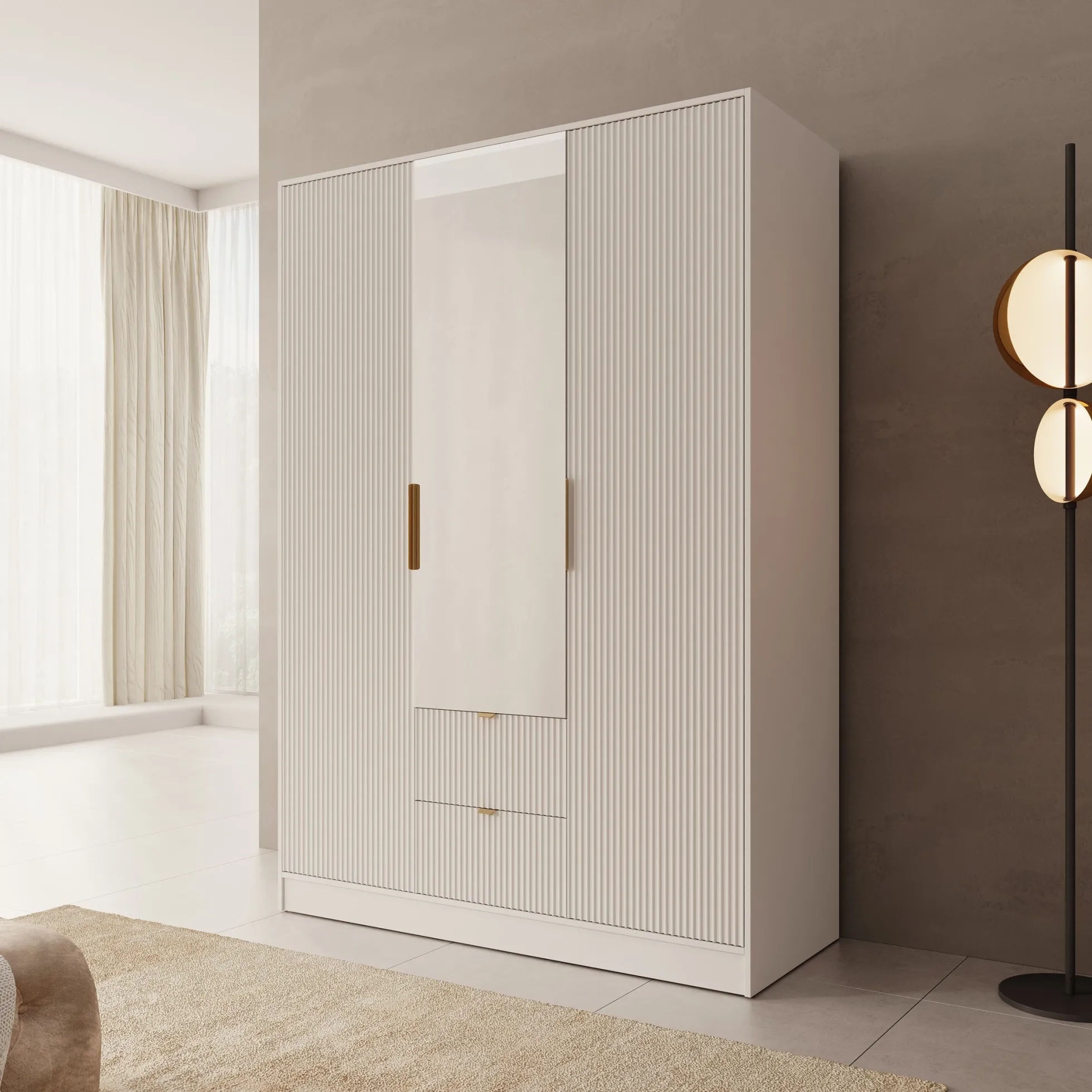 Tavares - Kledingkast 3 deurs - Wit - 151x60x216 cm
