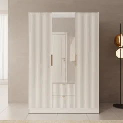 Tavares - Kledingkast 3 deurs - Wit - 151x60x216 cm