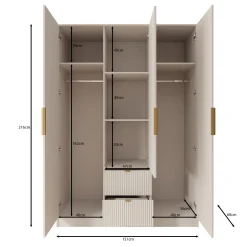 Tavares - Kledingkast 3 deurs - Wit - 151x60x216 cm
