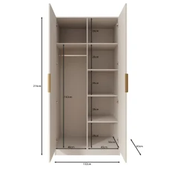 Tavares - Kledingkast met 2 deuren - Beige - 102x60x216 cm