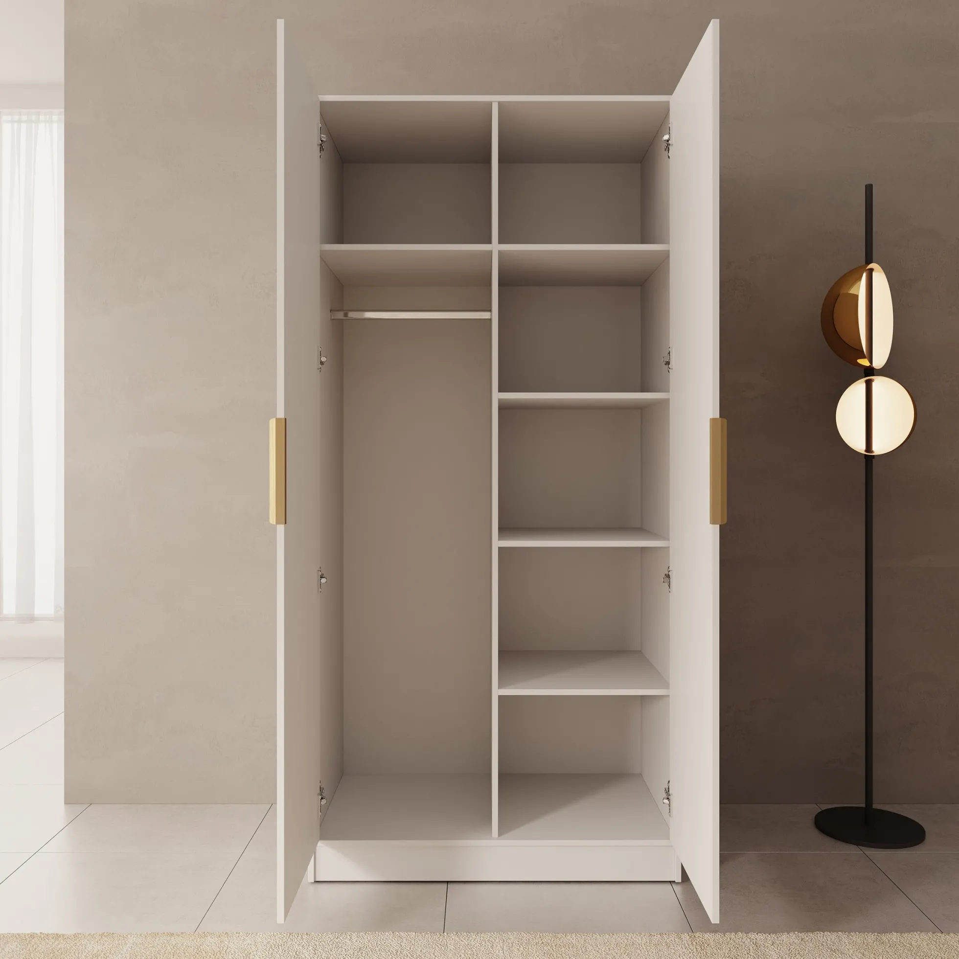 Tavares - Kledingkast met 2 deuren - Wit - 102x60x216 cm
