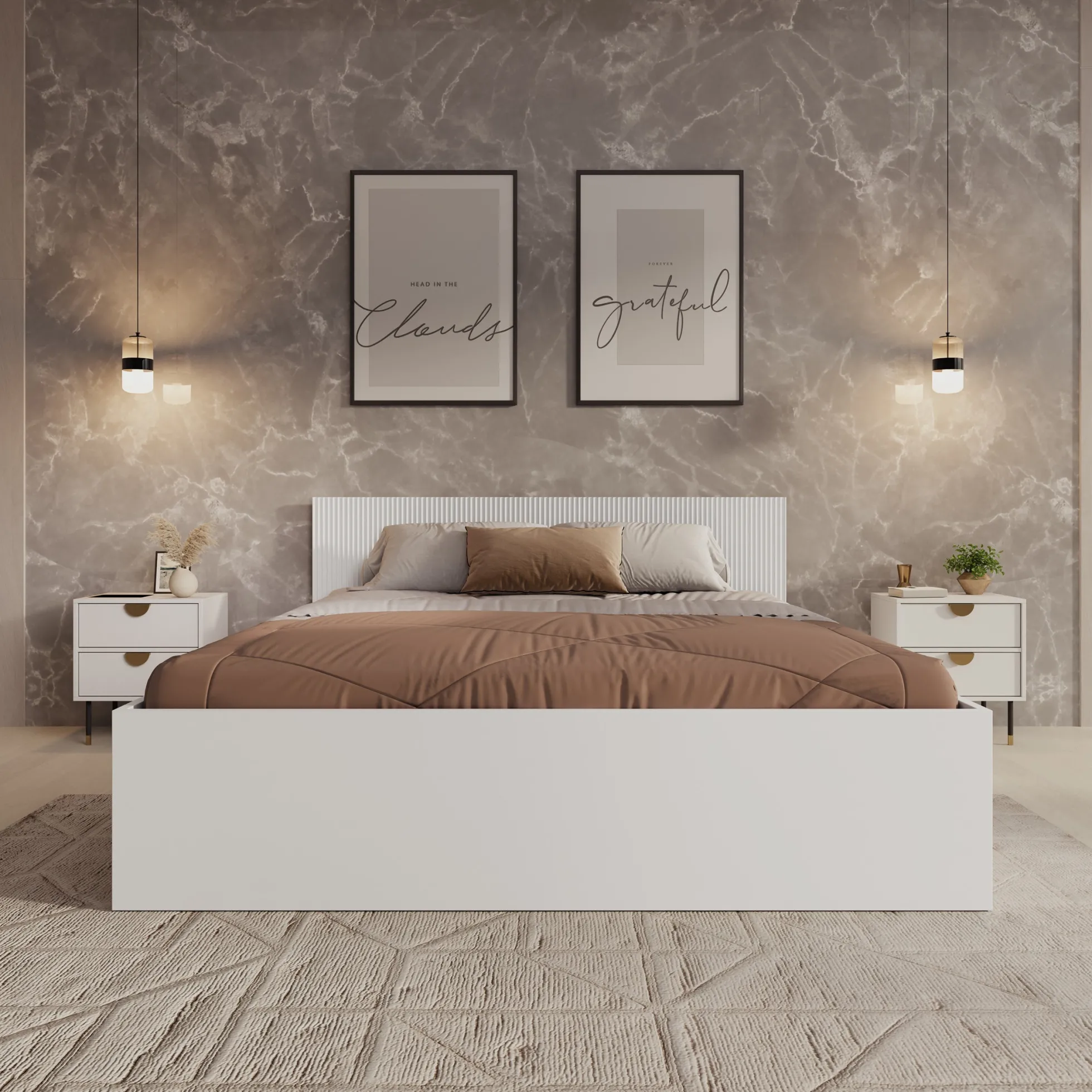 Tavares - Tweepersoonsbed met opbergruimte - Wit - 160x200 cm