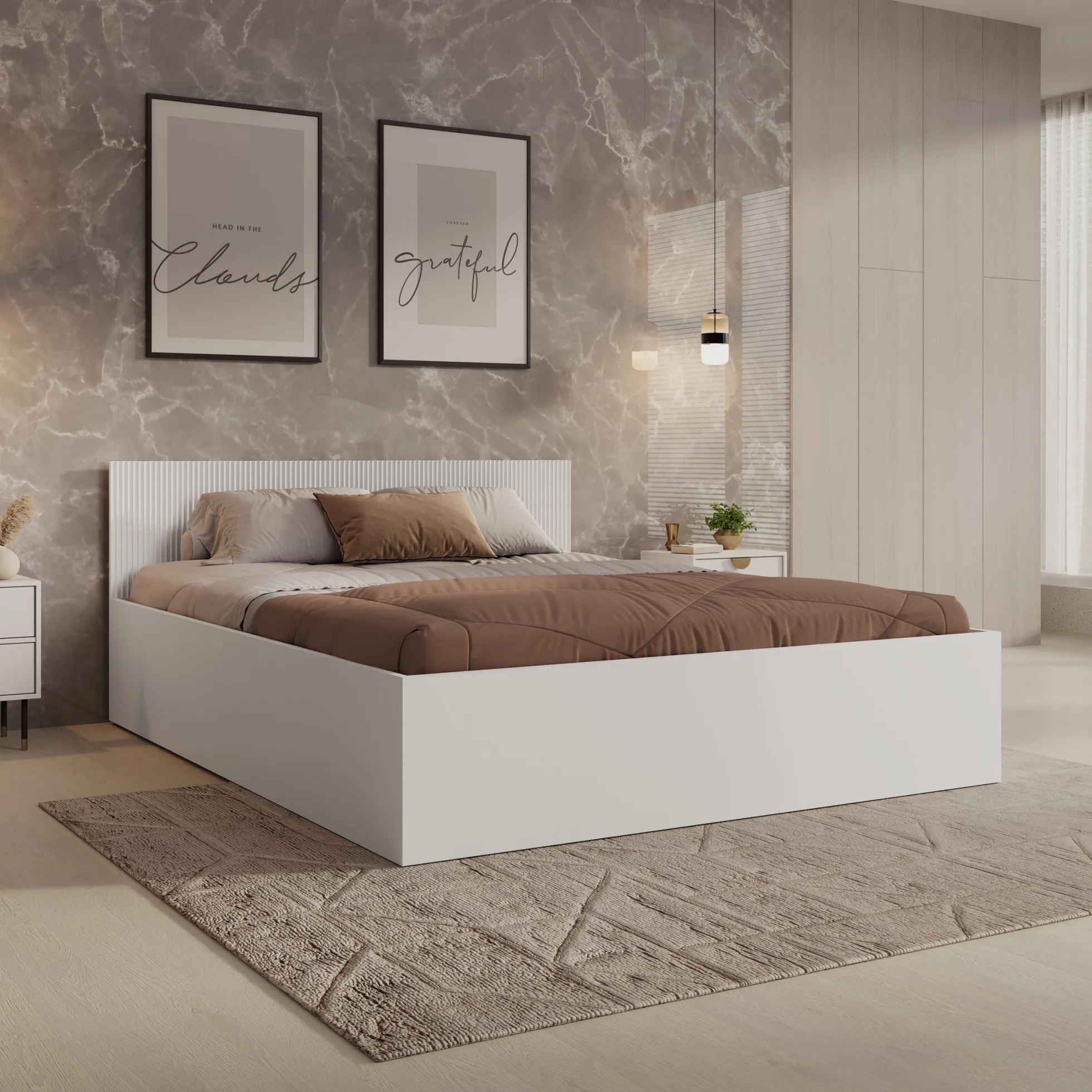 Tavares - Tweepersoonsbed met opbergruimte - Wit - 160x200 cm
