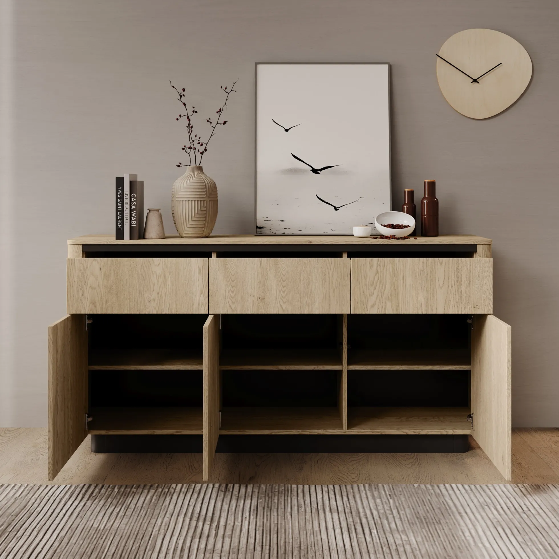 Taywan - Dressoir - Eiken - 163x38x83 cm