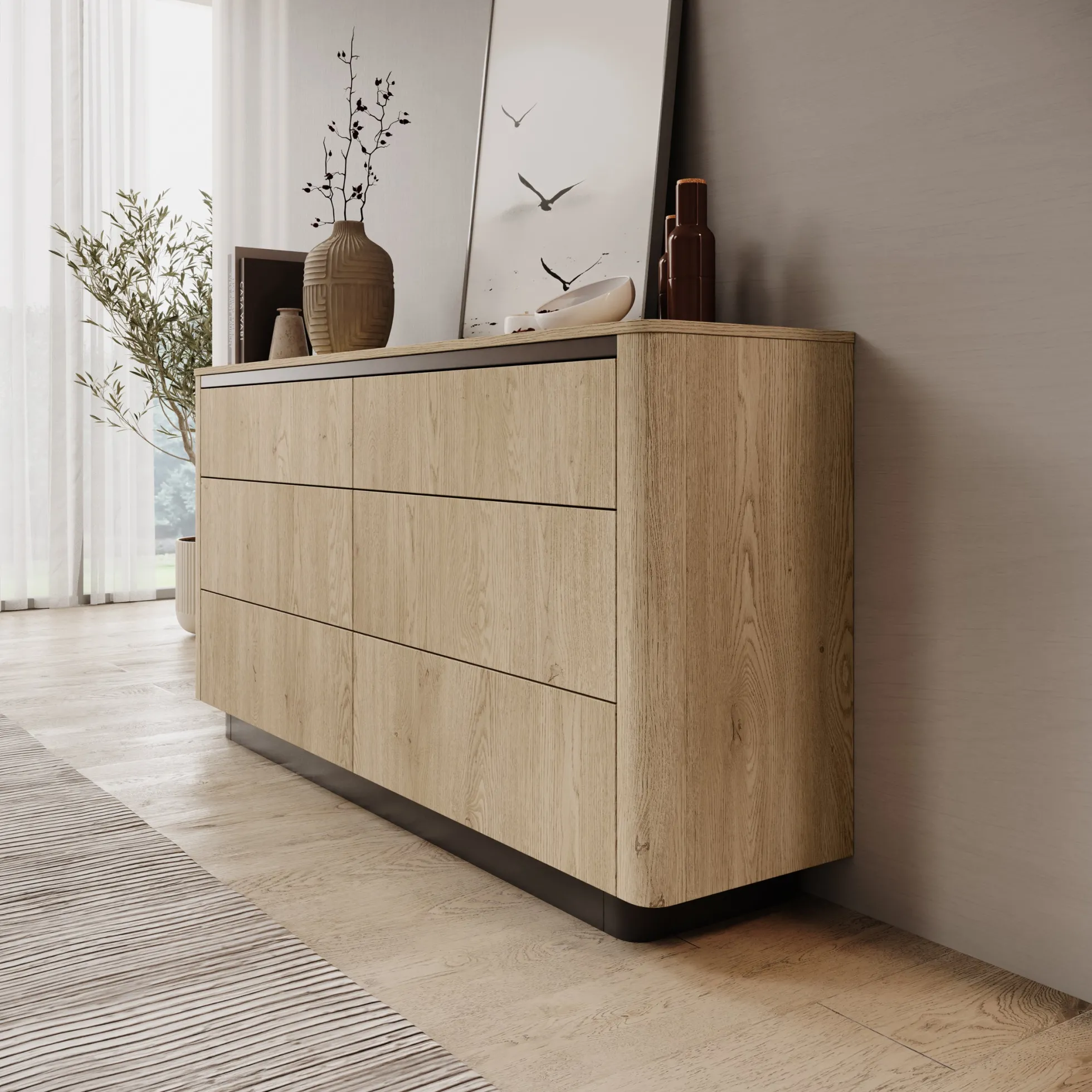 Taywan - Ladekast met 6 lades - Eiken - 163x38x83 cm