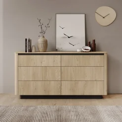 Taywan - Ladekast met 6 lades - Eiken - 163x38x83 cm