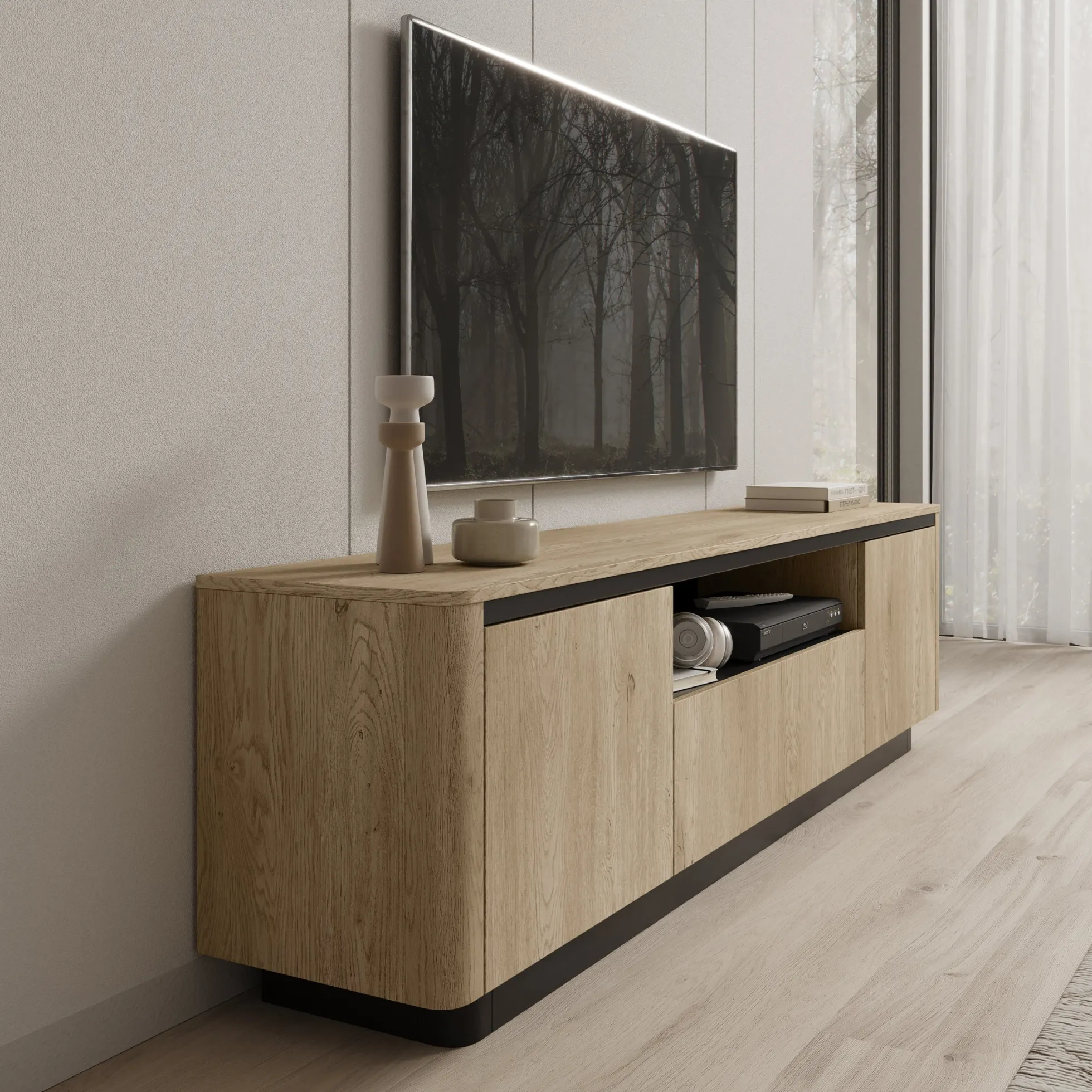 Taywan - TV-Meubel - Eiken - 200x38x55 cm