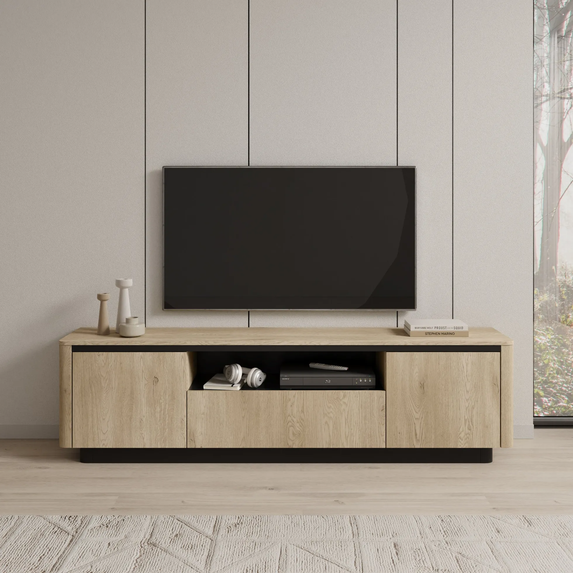Taywan - TV-Meubel - Eiken - 200x38x55 cm
