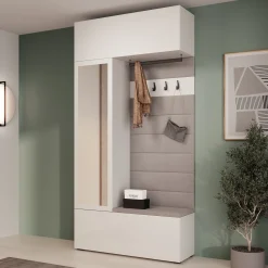 Telora - Halkast met deur - Wit - 115x38x232 cm