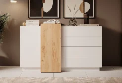 Three - Dressoir - Wit/eiken - 160x46x93 cm