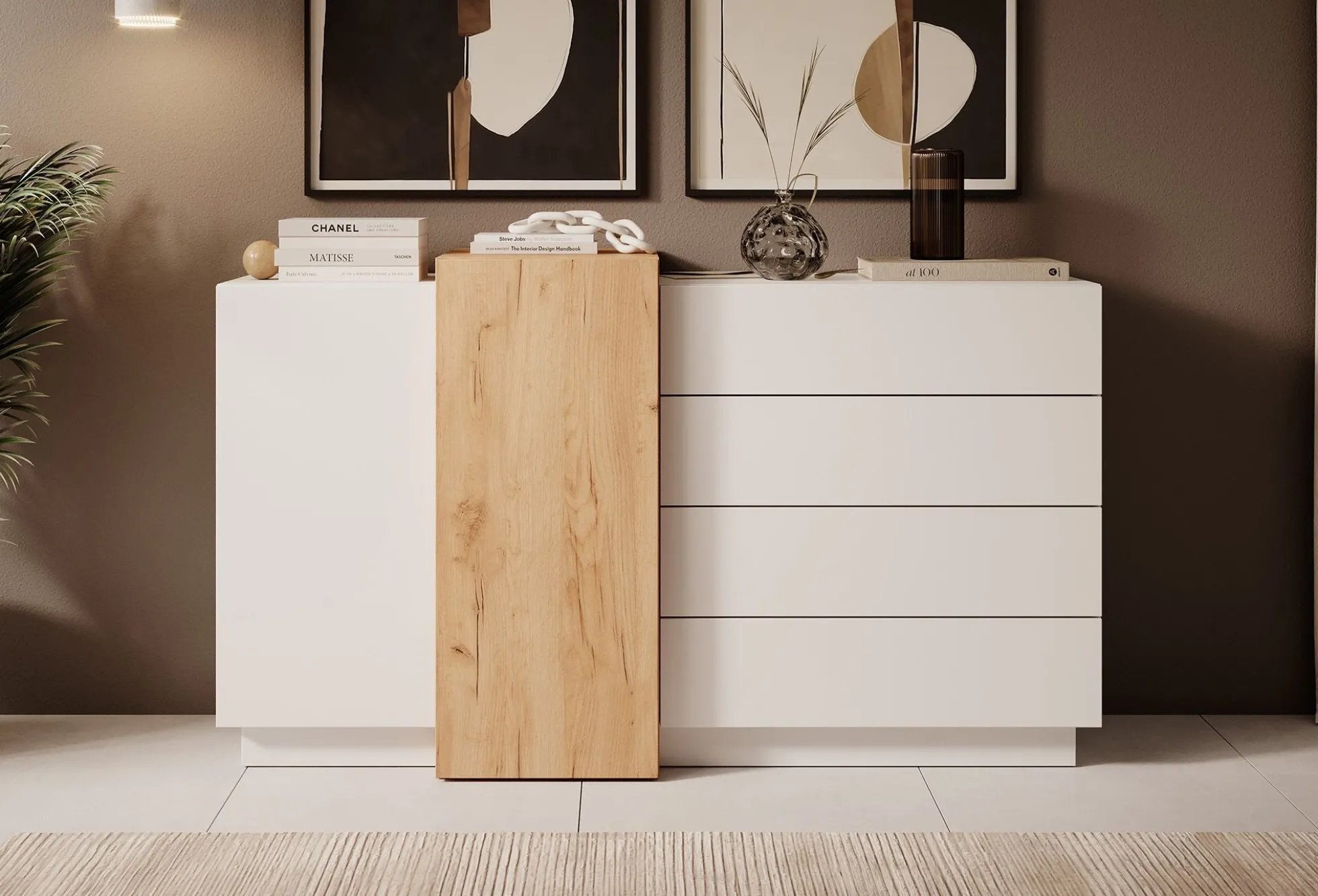 Three - Dressoir - Wit/eiken - 160x46x93 cm