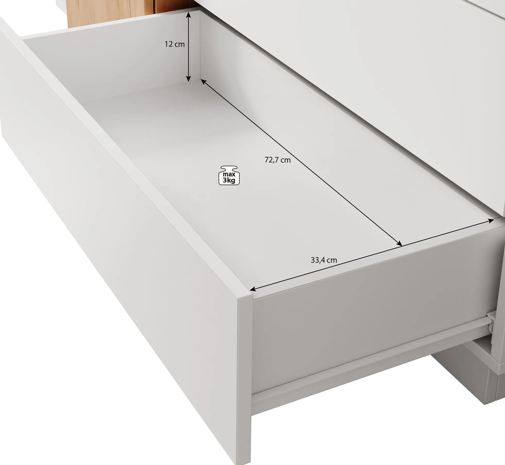 Three - Dressoir - Wit/eiken - 160x46x93 cm