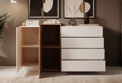 Three - Dressoir - Wit/eiken - 160x46x93 cm