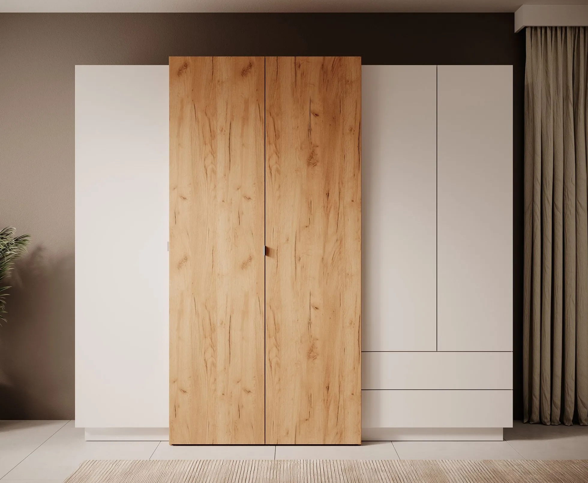 Three - Kledingkast 4-deurs - Eiken - 230x52x202 cm