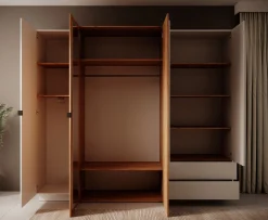 Three - Kledingkast 4-deurs - Eiken - 230x52x202 cm